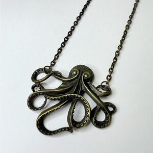 Brass Octopus Pendant Necklace